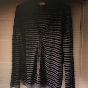 Men's Black and Gray Striped Sweater
